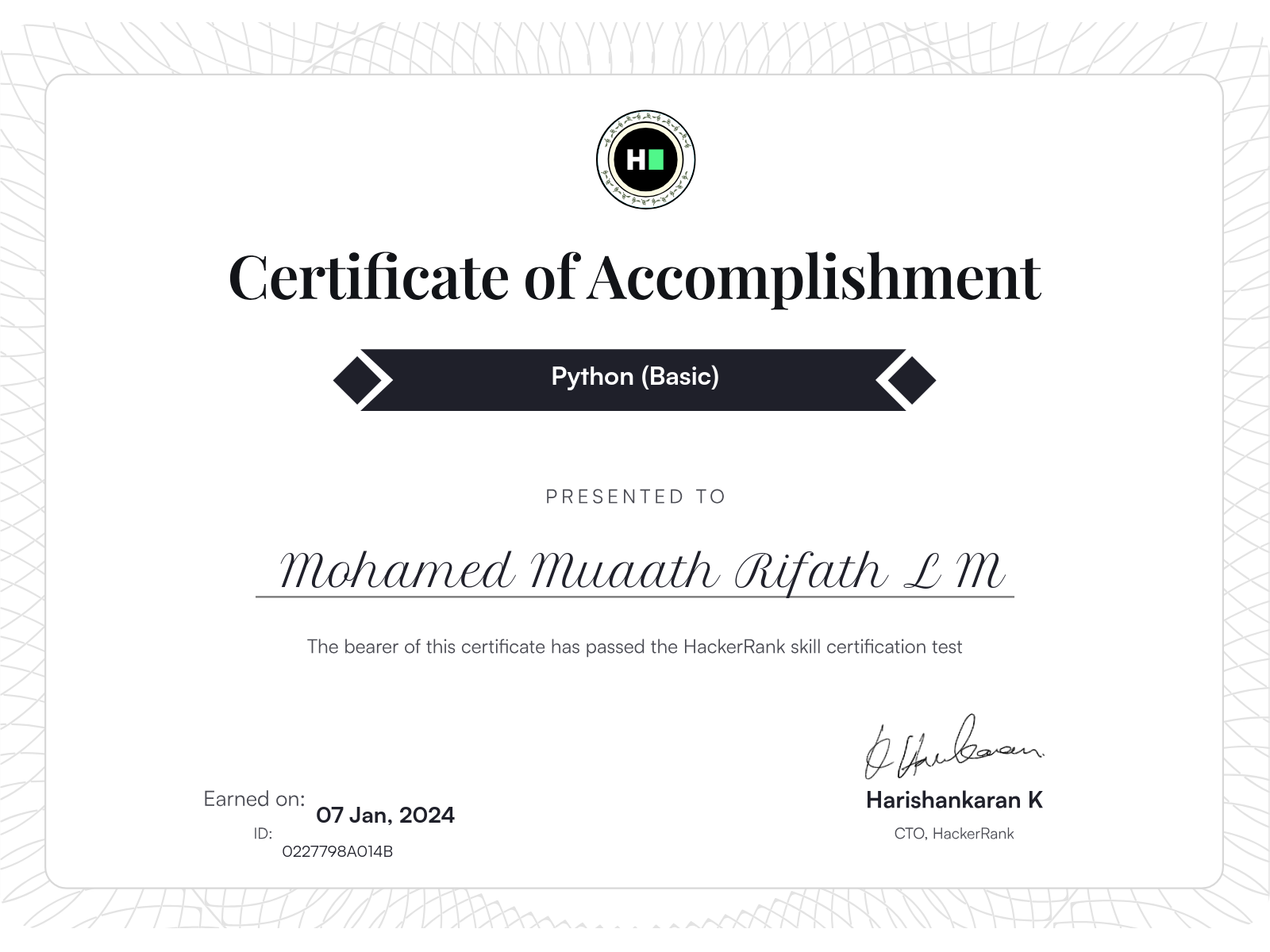 Certificate